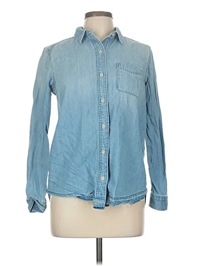 Pre-owned Eddie Bauer Long Sleeve Button Down Shirt In Blue