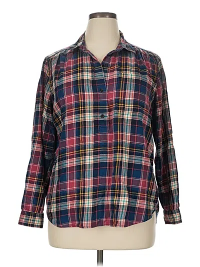 Pre-owned Eddie Bauer Long Sleeve Button Down Shirt In Blue