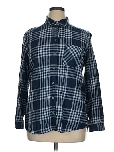 Pre-owned Eddie Bauer Long Sleeve Button Down Shirt In Blue