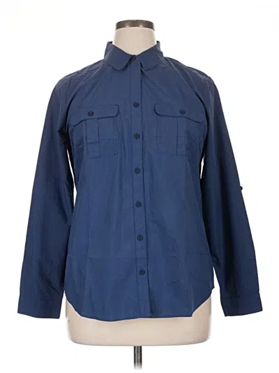 Pre-owned Eddie Bauer Long Sleeve Button Down Shirt In Blue
