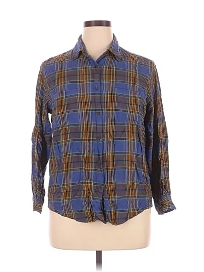 Pre-owned Eddie Bauer Long Sleeve Button Down Shirt In Blue