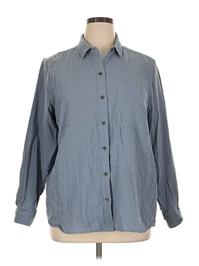 Pre-owned Eddie Bauer Long Sleeve Button Down Shirt In Blue