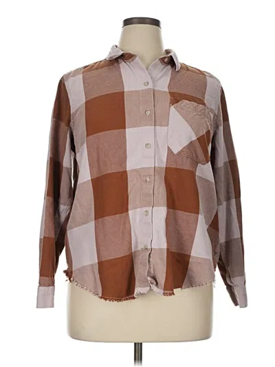 Pre-owned Eddie Bauer Long Sleeve Button Down Shirt In Brown