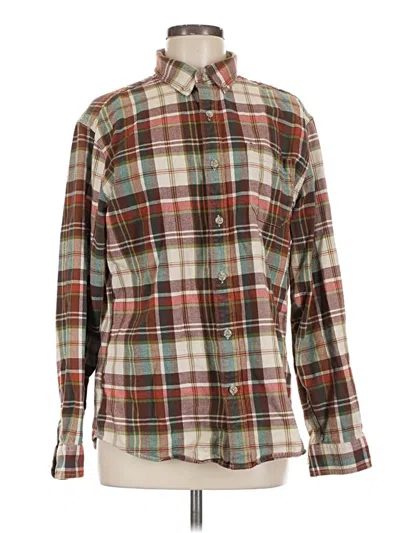 Pre-owned Eddie Bauer Long Sleeve Button Down Shirt In Brown