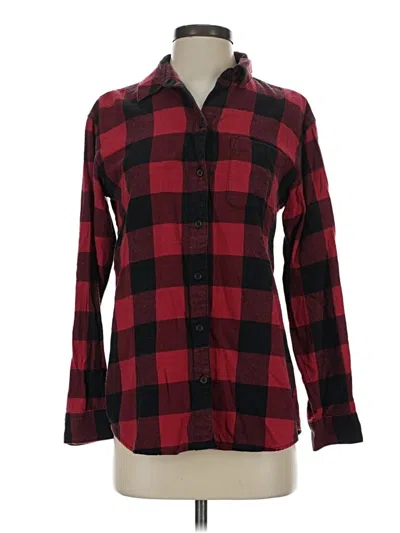 Pre-owned Eddie Bauer Long Sleeve Button Down Shirt In Burgundy