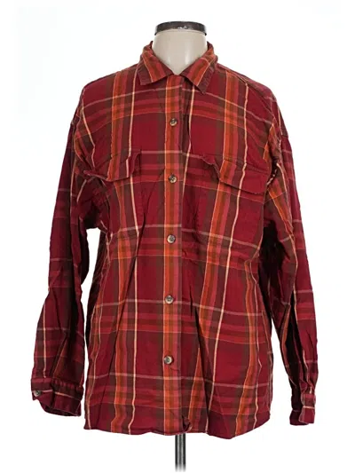 Pre-owned Eddie Bauer Long Sleeve Button Down Shirt In Burgundy