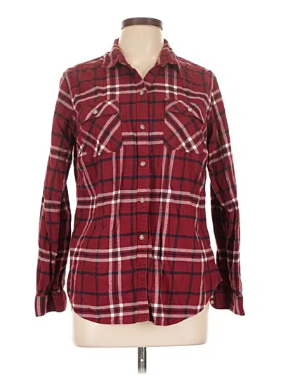 Pre-owned Eddie Bauer Long Sleeve Button Down Shirt In Burgundy