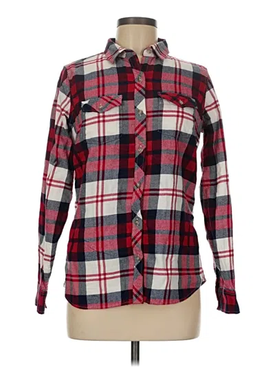 Pre-owned Eddie Bauer Long Sleeve Button Down Shirt In Burgundy