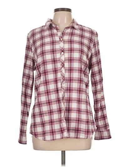 Pre-owned Eddie Bauer Long Sleeve Button Down Shirt In Burgundy