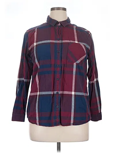 Pre-owned Eddie Bauer Long Sleeve Button Down Shirt In Burgundy
