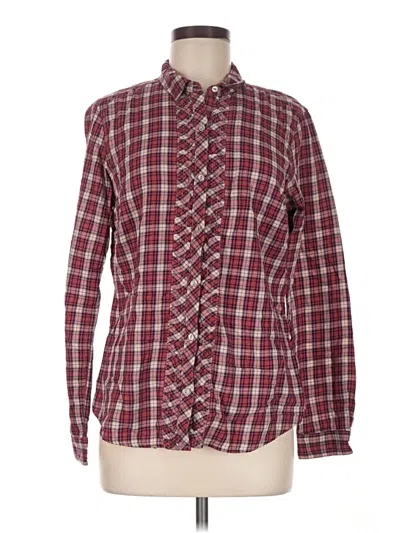 Pre-owned Eddie Bauer Long Sleeve Button Down Shirt In Burgundy