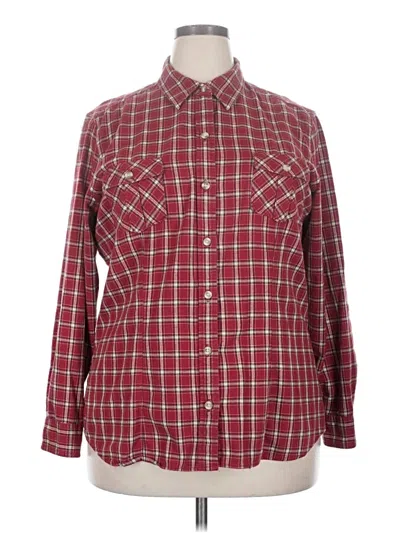 Pre-owned Eddie Bauer Long Sleeve Button Down Shirt In Burgundy