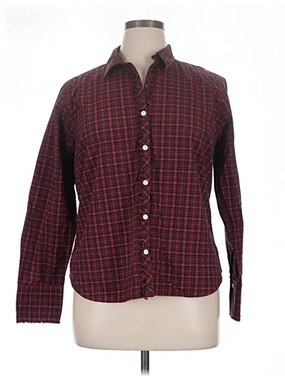 Pre-owned Eddie Bauer Long Sleeve Button Down Shirt In Burgundy