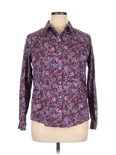 Pre-owned Eddie Bauer Long Sleeve Button Down Shirt In Burgundy