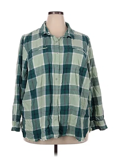Pre-owned Eddie Bauer Long Sleeve Button Down Shirt In Green