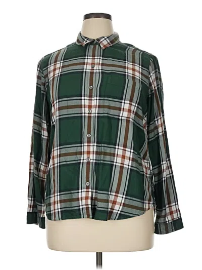 Pre-owned Eddie Bauer Long Sleeve Button Down Shirt In Green