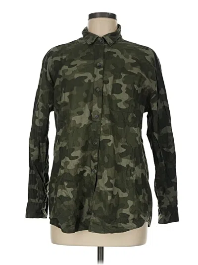 Pre-owned Eddie Bauer Long Sleeve Button Down Shirt In Green