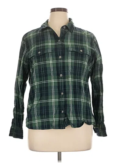 Pre-owned Eddie Bauer Long Sleeve Button Down Shirt In Green