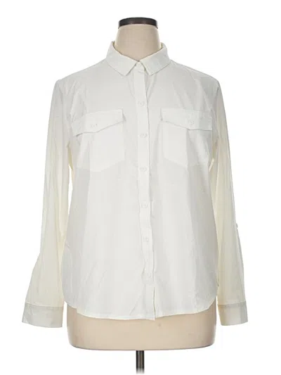 Pre-owned Eddie Bauer Long Sleeve Button Down Shirt In Ivory