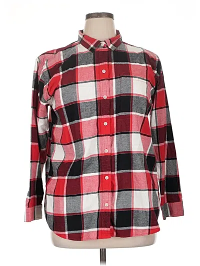 Pre-owned Eddie Bauer Long Sleeve Button Down Shirt In Red