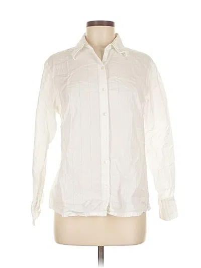 Pre-owned Eddie Bauer Long Sleeve Button Down Shirt In White