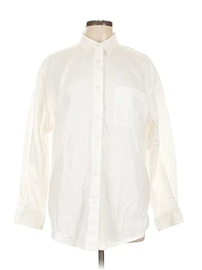 Pre-owned Eddie Bauer Long Sleeve Button Down Shirt In White
