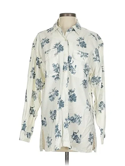 Pre-owned Eddie Bauer Long Sleeve Button Down Shirt In White