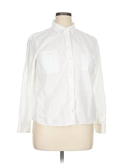 Pre-owned Eddie Bauer Long Sleeve Button Down Shirt In White