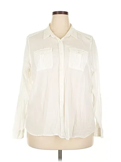Pre-owned Eddie Bauer Long Sleeve Button Down Shirt In White