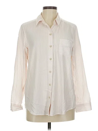 Pre-owned Eddie Bauer Long Sleeve Button Down Shirt In White
