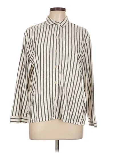 Pre-owned Eddie Bauer Long Sleeve Button Down Shirt In White