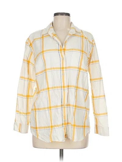 Pre-owned Eddie Bauer Long Sleeve Button Down Shirt In Yellow