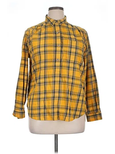 Pre-owned Eddie Bauer Long Sleeve Button Down Shirt In Yellow