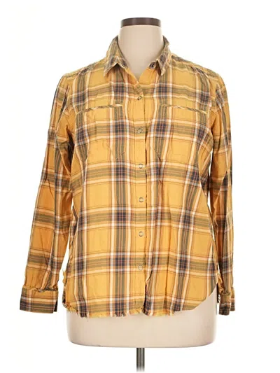 Pre-owned Eddie Bauer Long Sleeve Button Down Shirt In Yellow