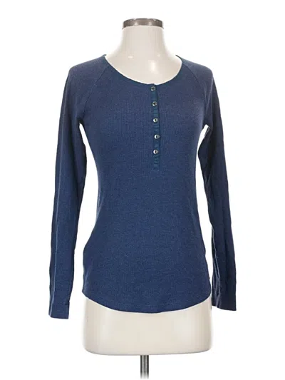 Pre-owned Eddie Bauer Long Sleeve Henley Shirt In Blue