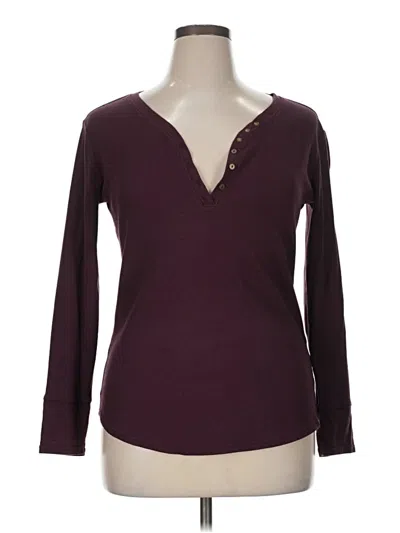 Pre-owned Eddie Bauer Long Sleeve Henley Shirt In Burgundy