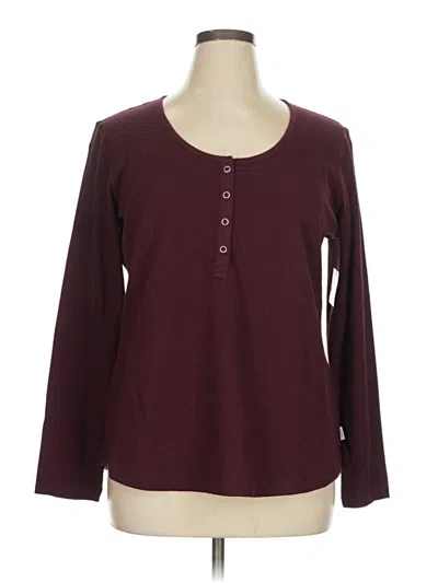 Pre-owned Eddie Bauer Long Sleeve Henley Shirt In Burgundy