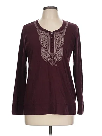 Pre-owned Eddie Bauer Long Sleeve Henley Shirt In Burgundy