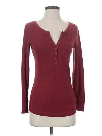 Pre-owned Eddie Bauer Long Sleeve Henley Shirt In Burgundy