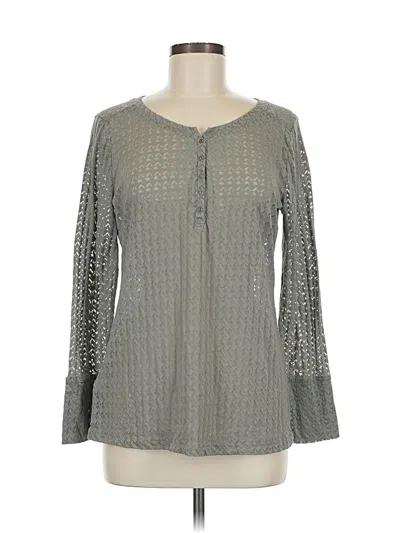 Pre-owned Eddie Bauer Long Sleeve Henley Shirt In Gray