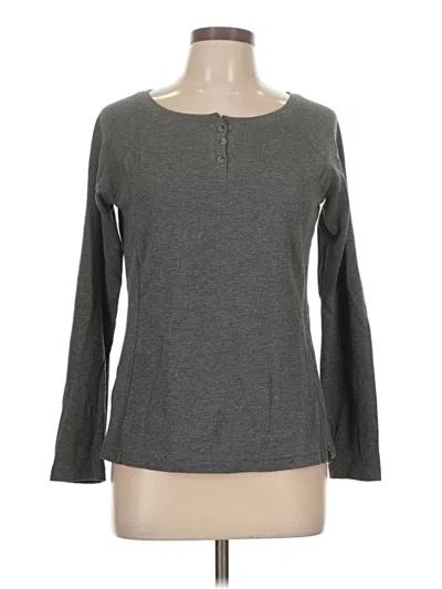 Pre-owned Eddie Bauer Long Sleeve Henley Shirt In Gray