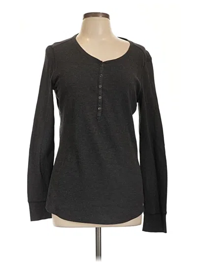Pre-owned Eddie Bauer Long Sleeve Henley Shirt In Gray