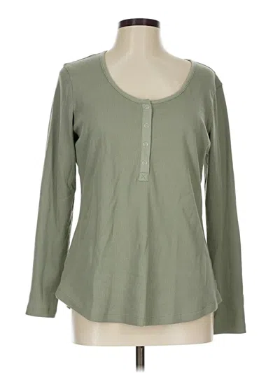 Pre-owned Eddie Bauer Long Sleeve Henley Shirt In Green
