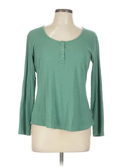 Pre-owned Eddie Bauer Long Sleeve Henley Shirt In Green