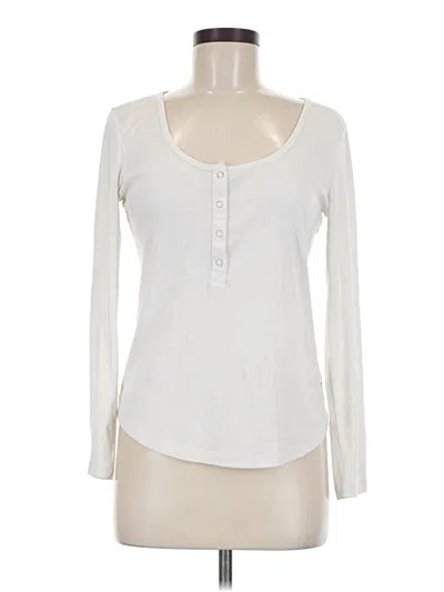 Pre-owned Eddie Bauer Long Sleeve Henley Shirt In Ivory