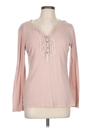 Pre-owned Eddie Bauer Long Sleeve Henley Shirt In Pink