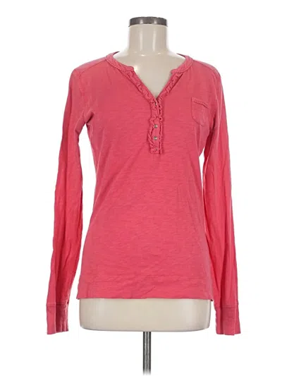 Pre-owned Eddie Bauer Long Sleeve Henley Shirt In Pink