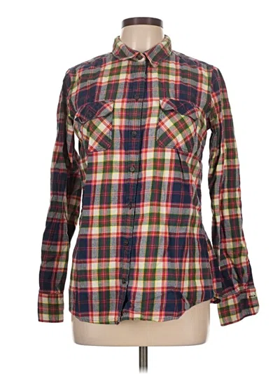 Pre-owned Eddie Bauer Long Sleeve Henley Shirt In Red