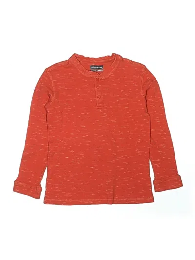 Pre-owned Eddie Bauer Kids' Long Sleeve Henley Shirt In Red