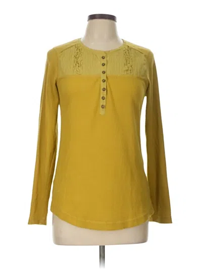 Pre-owned Eddie Bauer Long Sleeve Henley Shirt In Yellow